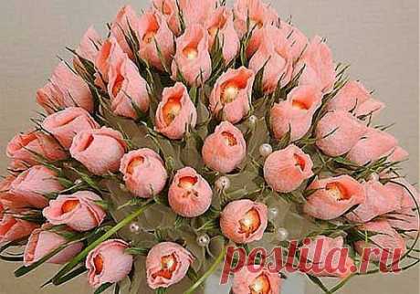 Как сделать красивый букет из конфет своими руками.