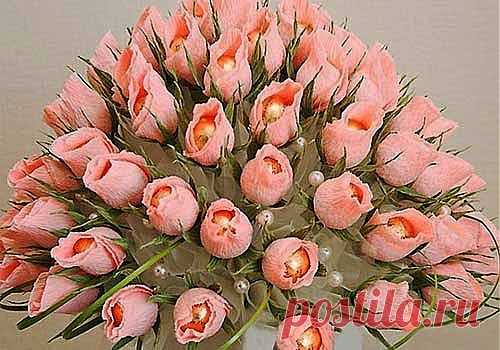 Как сделать красивый букет из конфет своими руками.