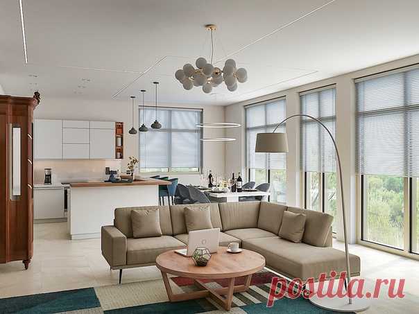 Project: Living room – Kitchen #1 Location: Russia, Moscow Design: Irina Dorovskih