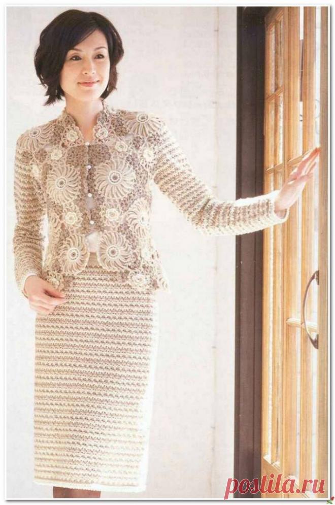 Стильный женский костюм, связанный крючком — Рукоделие