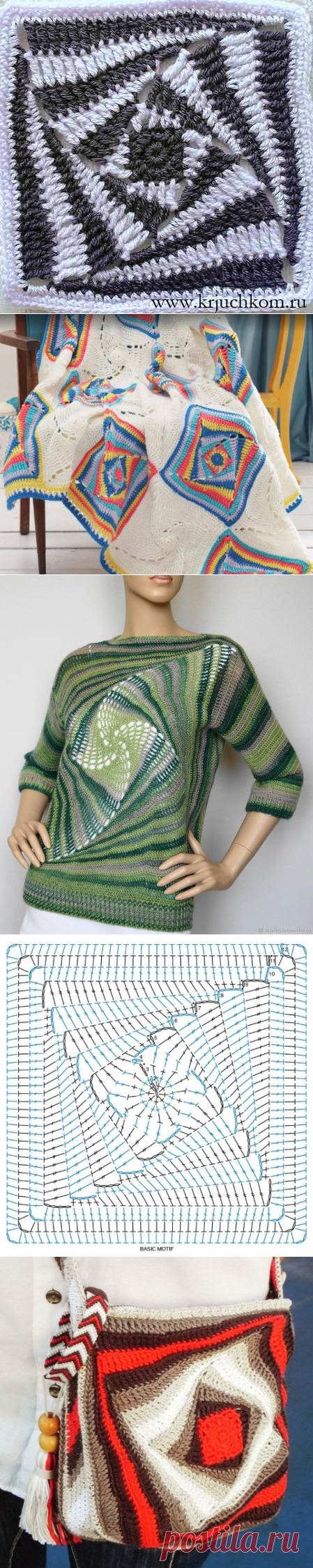 Кофточка на базе квадратного мотива со смещением