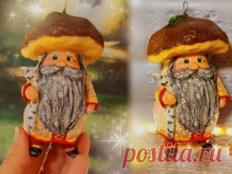 Гриб старичок боровичок из ваты своими руками. Ёлочная игрушка. DIY: Мастер-Классы в журнале Ярмарки Мастеров