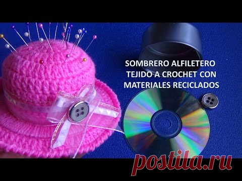 COMO HACER UN SOMBRERO ALFILETERO CON LATA Y CD RECICLADOS