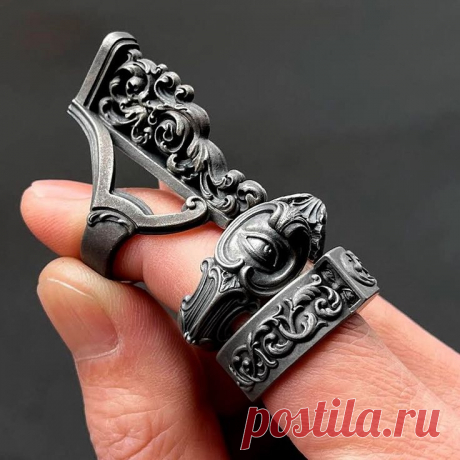 Кольца. Серебро. Чернение.