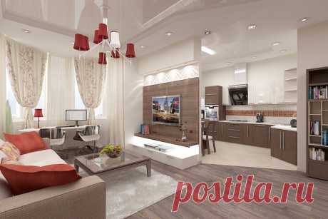 Кухня совмещенная с гостиной - привлекательно и просторно