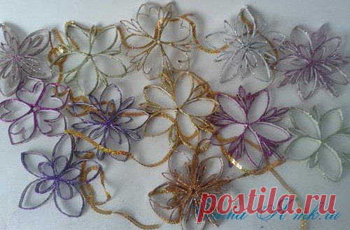 Снежинки из картонных рулончиков своими руками