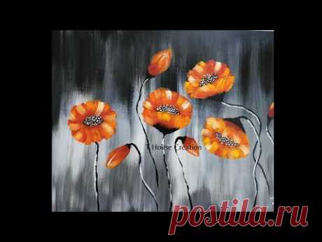 Acrylic painting for Beginners | Flower Painting on canvas | Step by step painting acrylic painting
