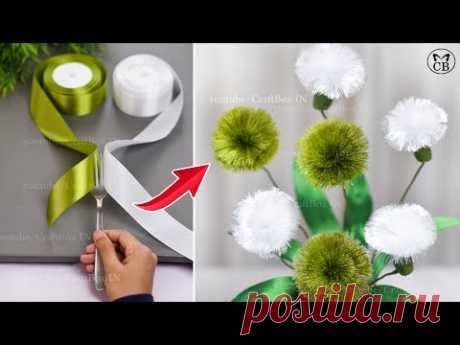 DIY Satin Ribbon reeds flowers | How to make ribbon crafts | best Ribbon decoration ideas