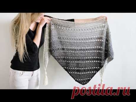 TRIANGLE CROCHET SHAWL FOR BEGINNERS (WORKED BOTTOM-UP)