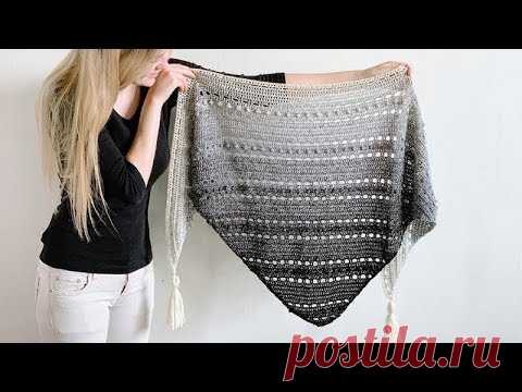 TRIANGLE CROCHET SHAWL FOR BEGINNERS (WORKED BOTTOM-UP)