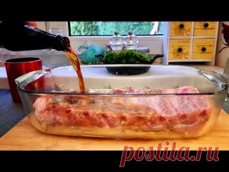 Рецепт сочных ребрышек в духовке! Пивной маринад 😋 👌