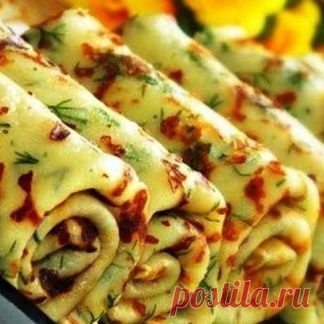 Сырные блины с зеленью