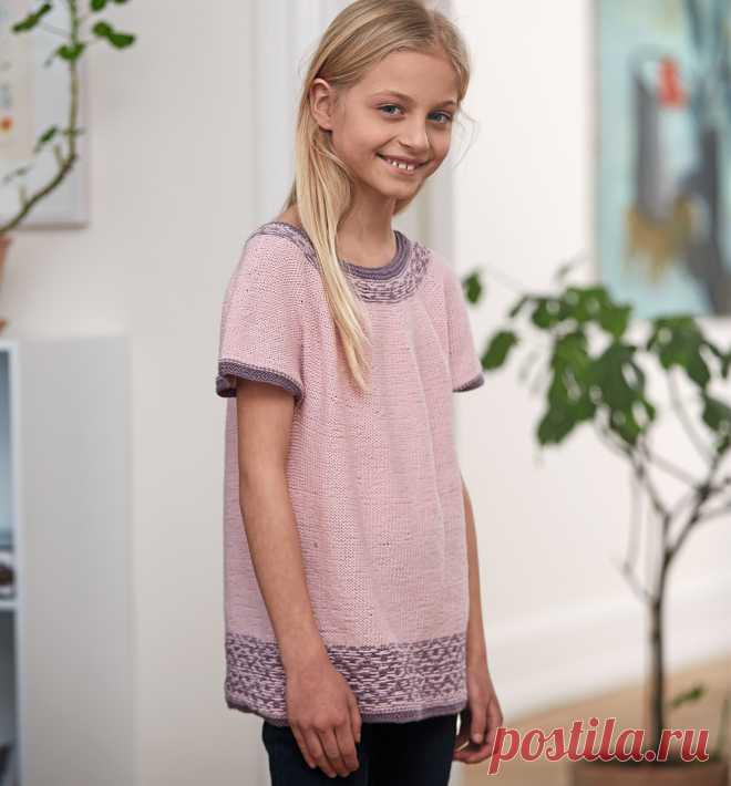 Детская туника с круглой кокеткой - схема вязания спицами. Вяжем Туники на Verena.ru