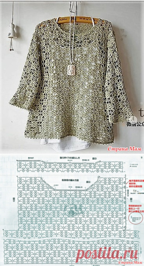 . Серебристая ажурная кофточка. - Все в ажуре... (вязание крючком) - Страна Мам