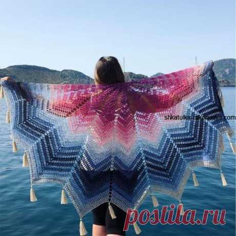 Градиентная шаль крючком. Ажурная шаль крючком начинающих