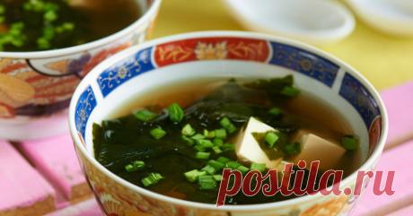 Мисо суп. Рецепт Сыр тофу нарезать кубиками 1х1 см.