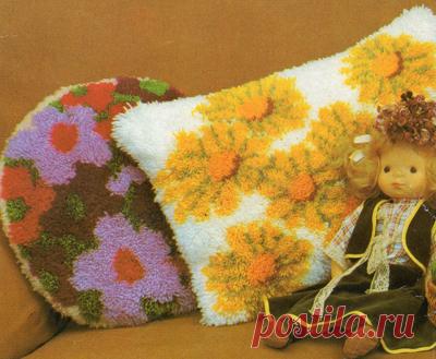 Пушистые подушки из остатков пряжи крючком | Уют и тепло моего дома