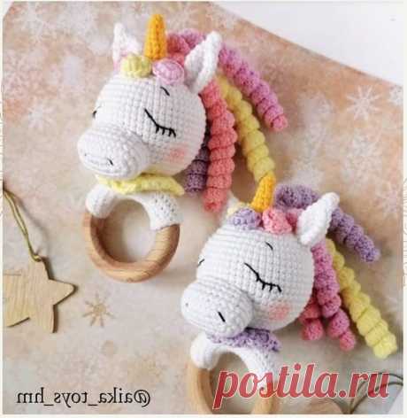 Схема вязания погремушки единорога крючком с описанием работы