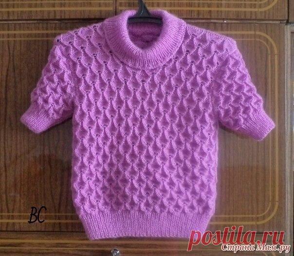Симпатичный узор спицами, подойдет для пуловера