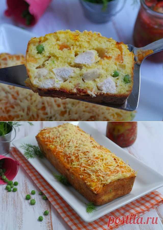 Просто и вкусно: Сырный кекс с тыквой и куриным филе.
