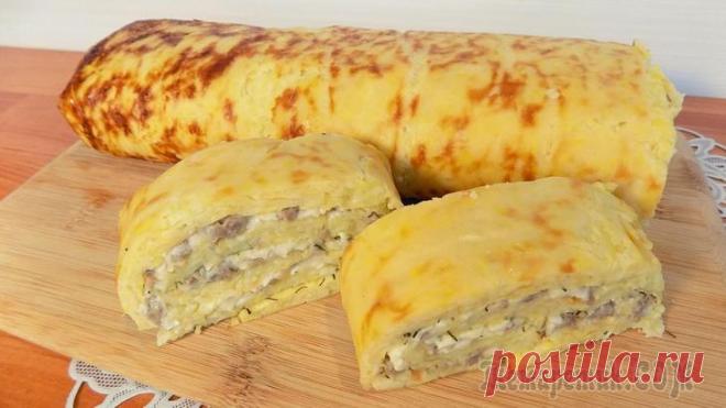 Рулет из кабачков с фаршем и сыром. Видео рецепт.