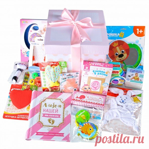 Набор из 15-ти подарков новорожденной девочке lollybox newborn MAXI girl