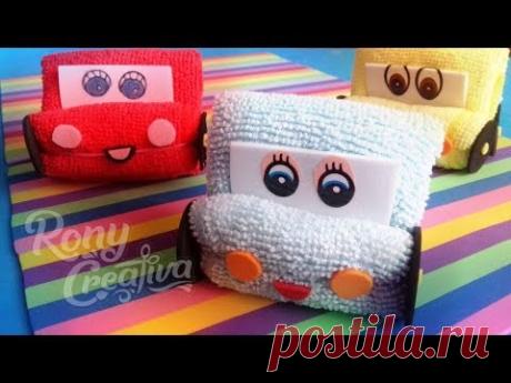 Carritos de toalla - manualidades fáciles de Disney Cars/ Ronycreativa