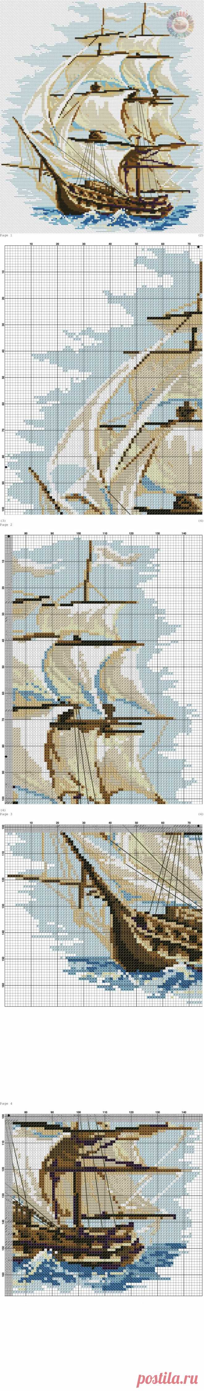 Вышивка крестом парусник бесплатно. Вышивка крестом парусник море | Все о рукоделии: схемы, мастер классы, идеи на сайте labhousehold.com