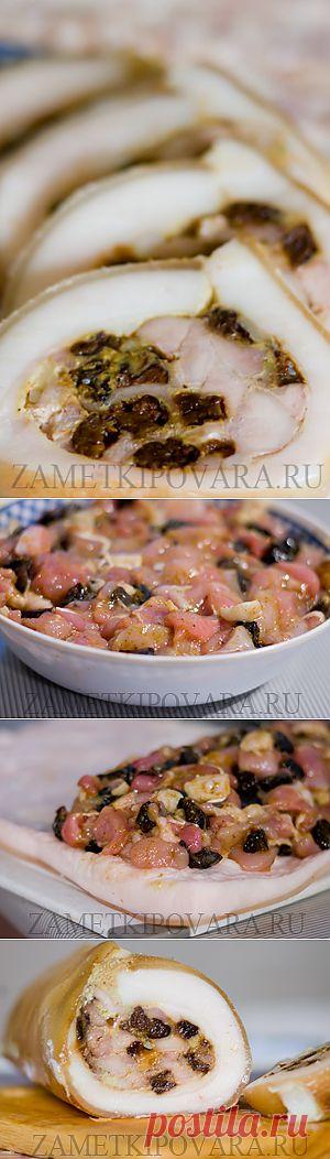Куриный рецепт с черносливом в свиной шкурке | Ваши любимые рецепты