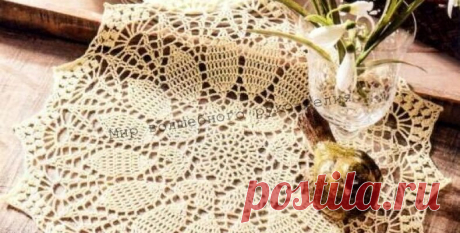 Мир волшебного руко-делия. Схема салфетки крючком в виде цветка.
