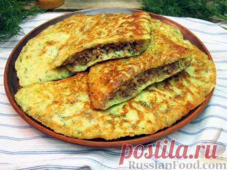Рецепт: Кабачковые "чебуреки" с мясным фаршем на RussianFood.com