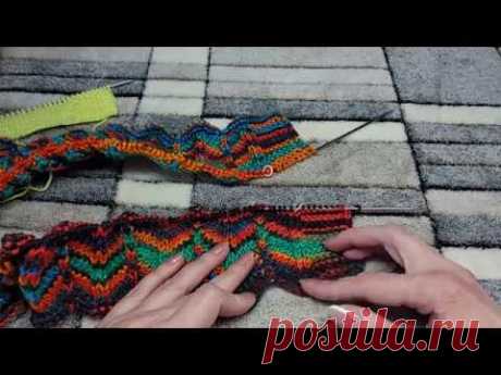Укороченные ряды в цельновязаной планке, двойная кромочная. Вязание спицами - YouTube