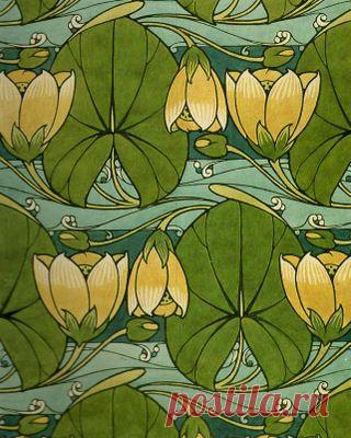 (723) Water lily block printing, by Harry Napper, art nouveau textile designer 1860-1930 | Great Graphics