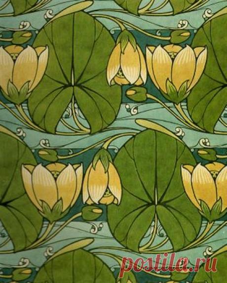 (723) Water lily block printing, by Harry Napper, art nouveau textile designer 1860-1930 | Great Graphics