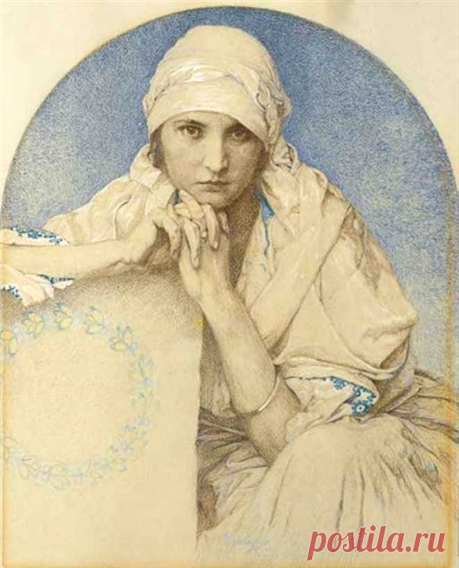 Художник Альфонс Муха (Alfons Mucha; 1860-1939)

Портрет Ярославы (Ярки), дочери художника, 1929 г.