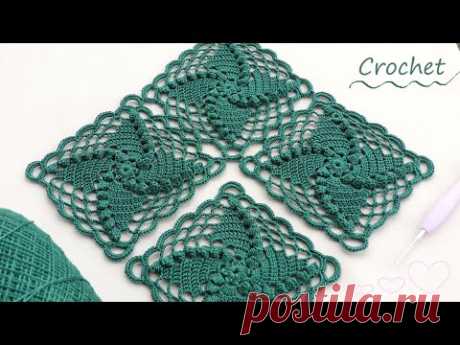 Ажурный КВАДРАТНЫЙ МОТИВ вязание крючком Easy Crochet square motifs