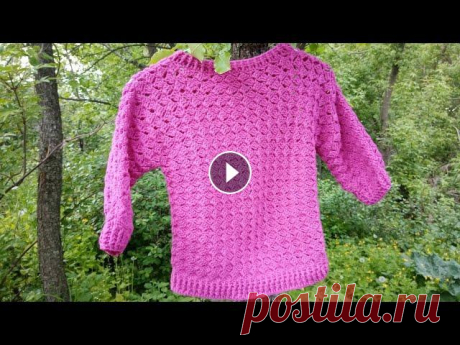Джемпер энтерлак крючком.2 часть. #вязание_крючком #джемпер_крючком #энтерлак_крючком...