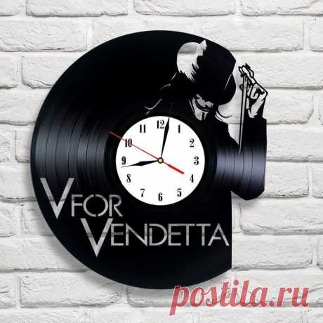 Кино и мультфильмы - Часы из виниловой пластинки "V значит вендетта"