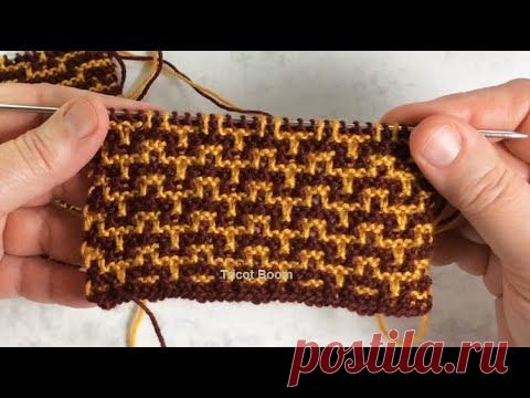 Абстрактный узор из мелких ломаных линий / Мозаика / Вязание спицами.