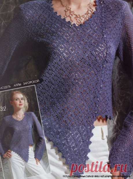 Моя работа Пуловер "Ажурное Небо"