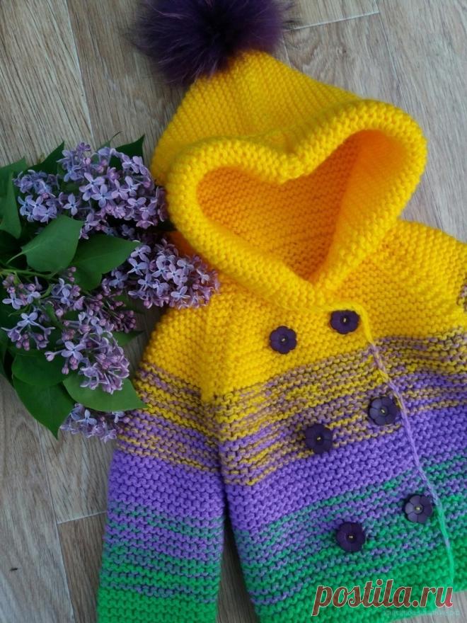 Детский кардиган спицами Вяжем спицами для детей Как связать детскую кофту спицами.  