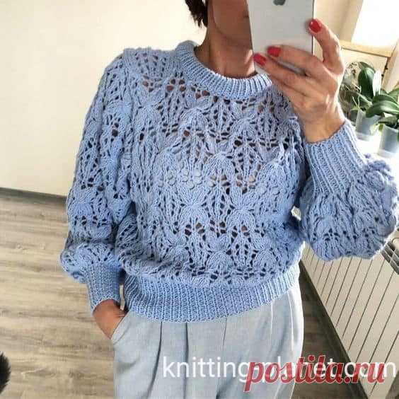 Схема ажурного узора для джемпера. Сайт планета вязания