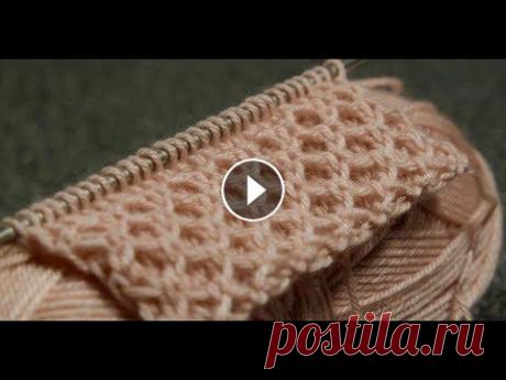 Простые узоры спицами. Узор «Соты». Узор соты вяжется скрещеными петлями с наклоном влево и вправо. В рапорте узора 4 петли и 4 ряда. Для образца набираем количество петель кратное 4 +2 ...