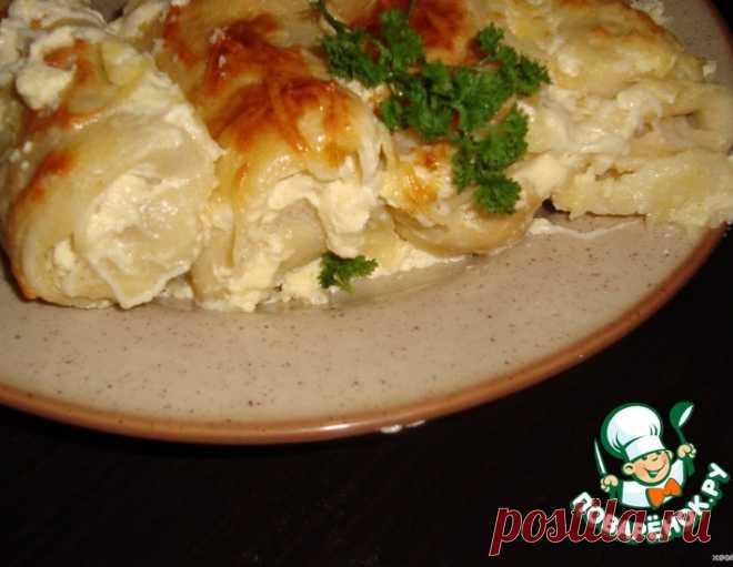 Запеченные блины с курицей и грибами – кулинарный рецепт