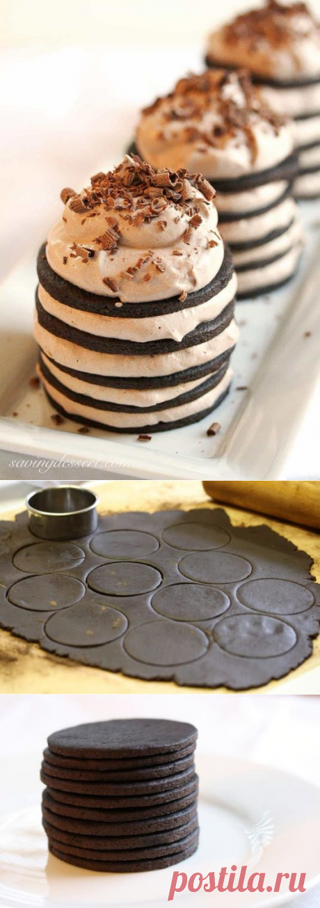 chocolate wafer cookie stack cakes - Saving Room for Dessert