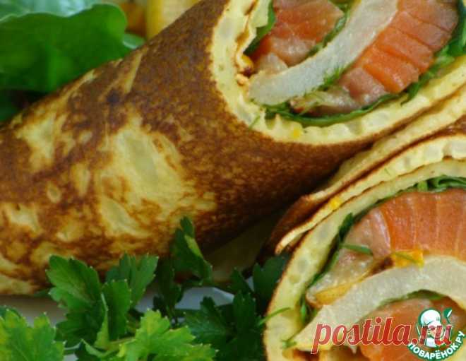 Рисовые блины с форелью и грушей – кулинарный рецепт
