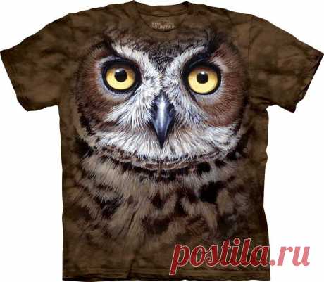 Футболка голова совы The Mountain GREAT HORNED OWL HEAD - купить в интернет магазине Красивые футболки The Mountain