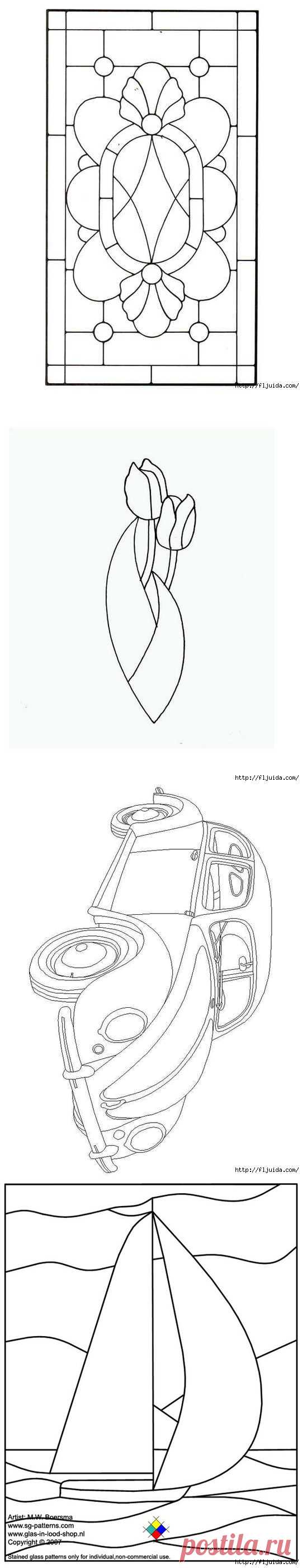 Трафареты цветочные , витражные и машин