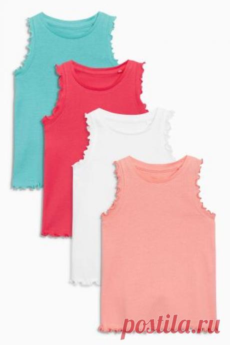 Купить Четыре майки с рюшами (3 мес.-6 лет) - Покупайте прямо сейчас на сайте Next: Россия