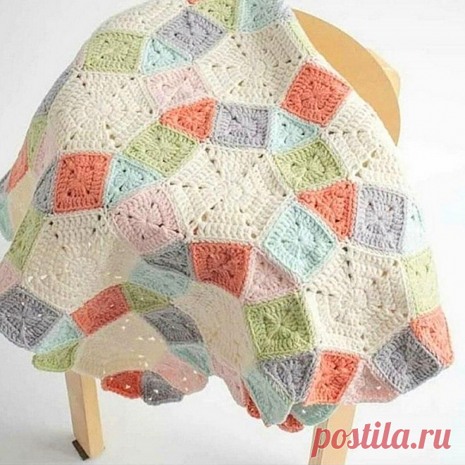 В стиле пэчворк: 16 пледов крючком и спицами | Вязание с Paradosik_Handmade | Дзен